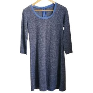 𝅺CUT LOOSE Bleu & Grey Lagenlook Stretchy Casual Boatneck Dress Size Medium